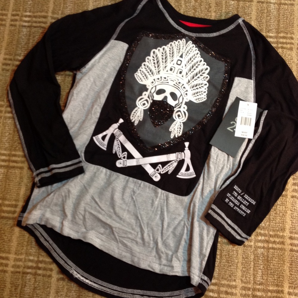 🎁NWT Boys Crome Edge Skull T Shirt